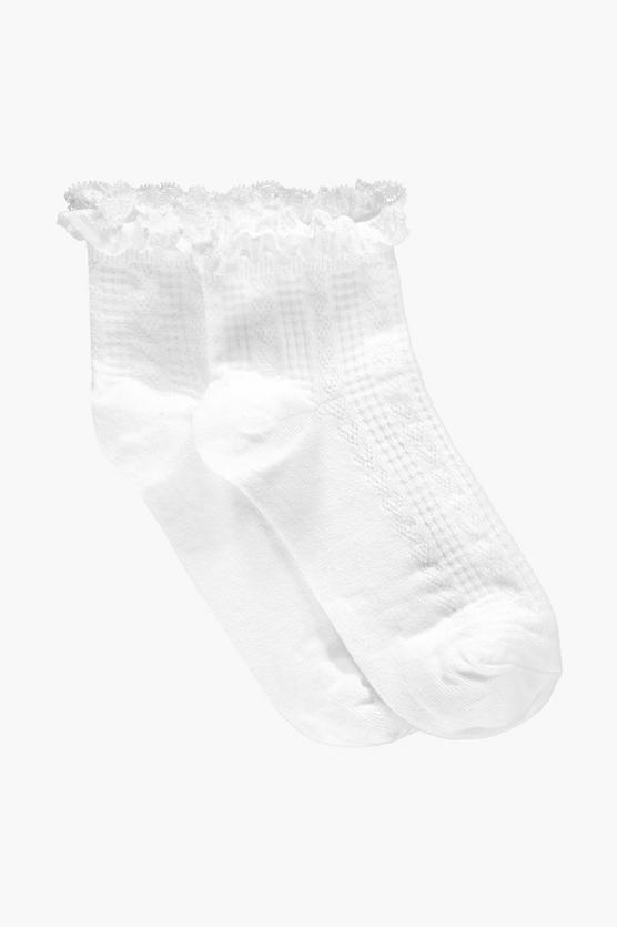 Lauren Frill Trim Crew Ankle Socks